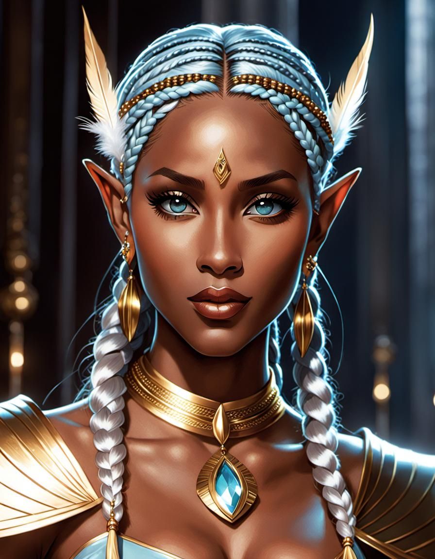 Beautiful Elf with Golden Hair, Comic Book Art