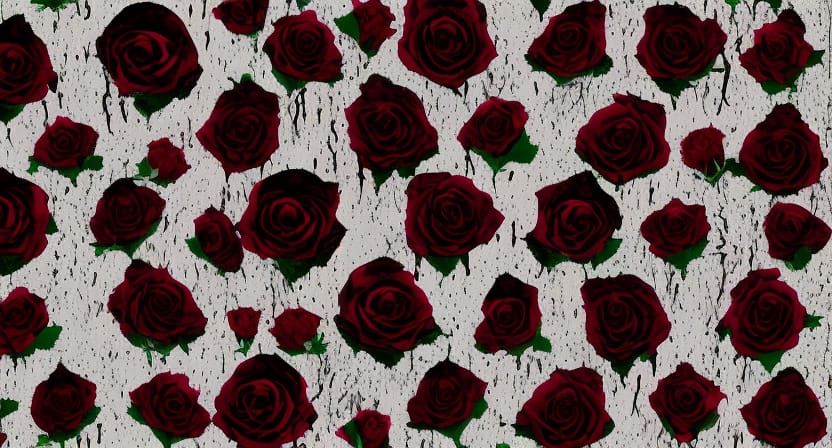 Gothic Black Rose Field with Dripping Blood