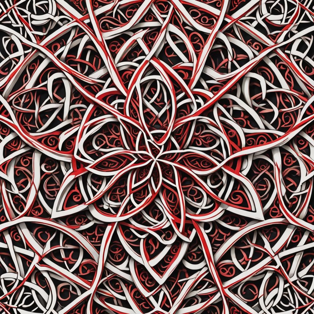 simple 2D 6 pointed star made of Celtic knotwork using black...