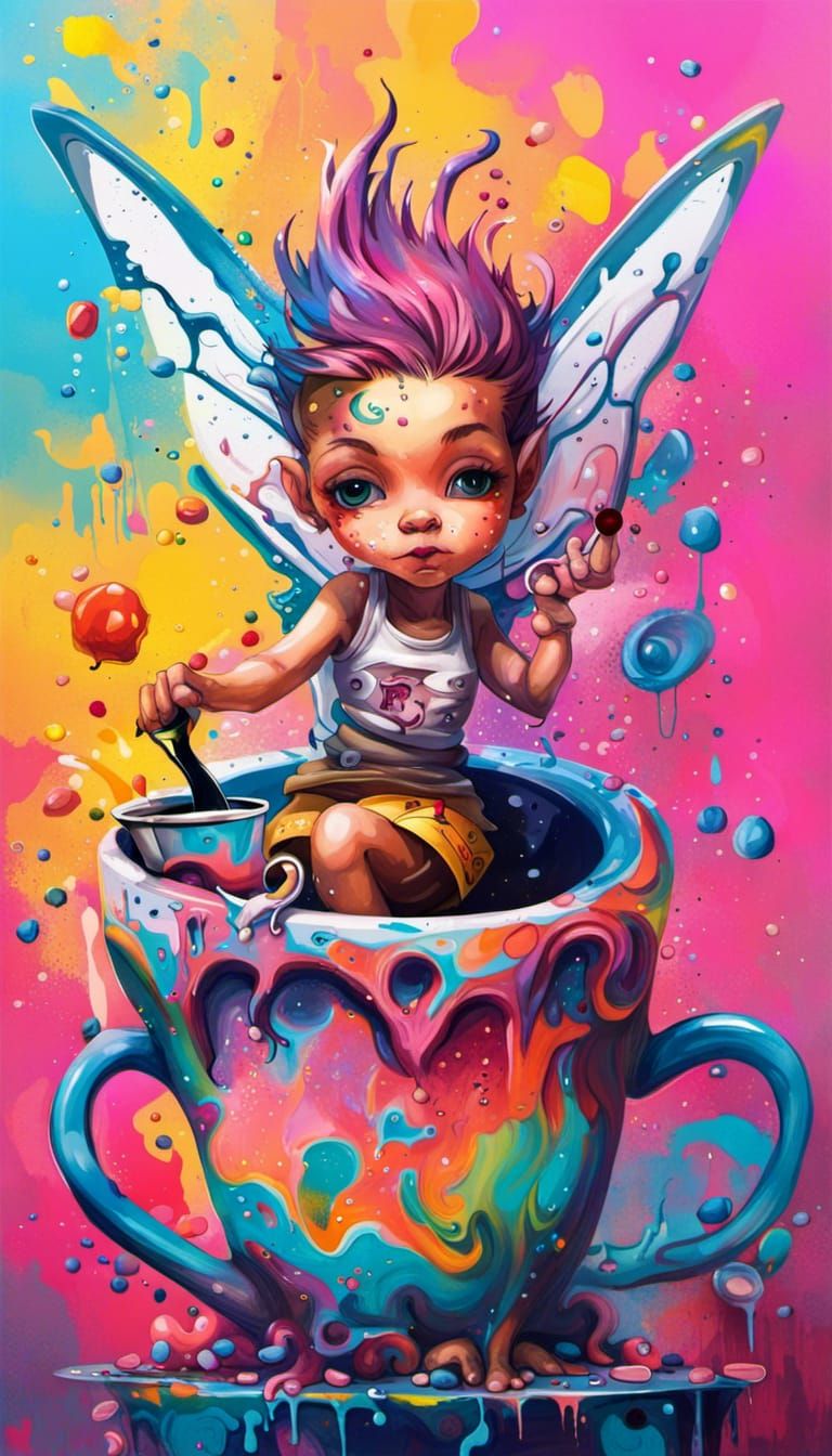 Tea Cup Pixie in Graffiti Street Art