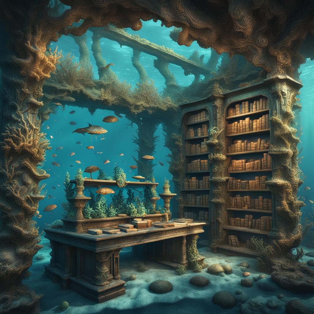 Fantastical Underwater Coral Library in Deep Color