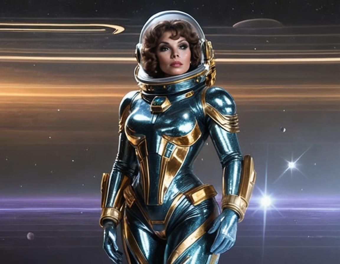 Solarpunk Barbarella in Space Opera Style