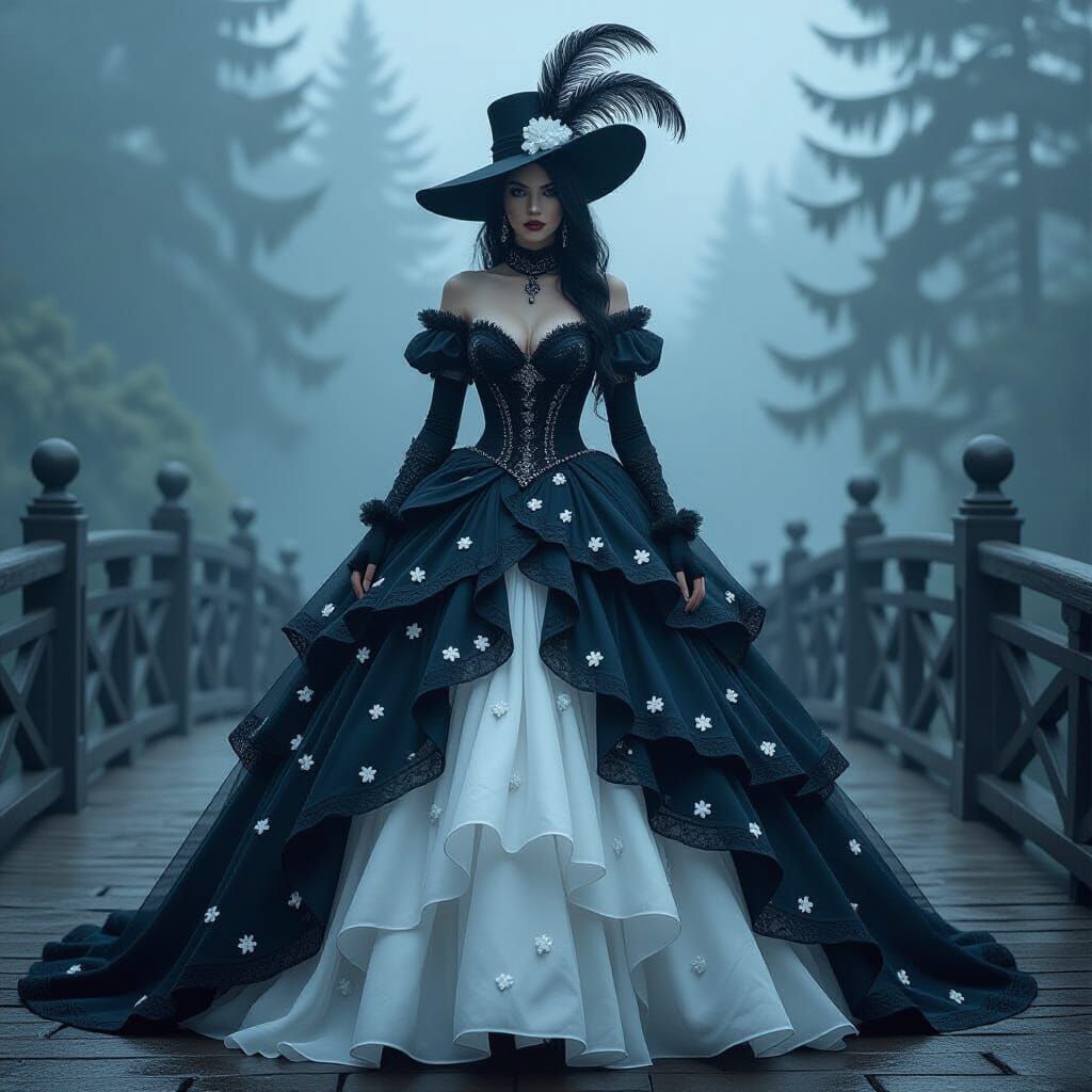 Gothic Vampire Warrior in Elaborate Fantasy Gown