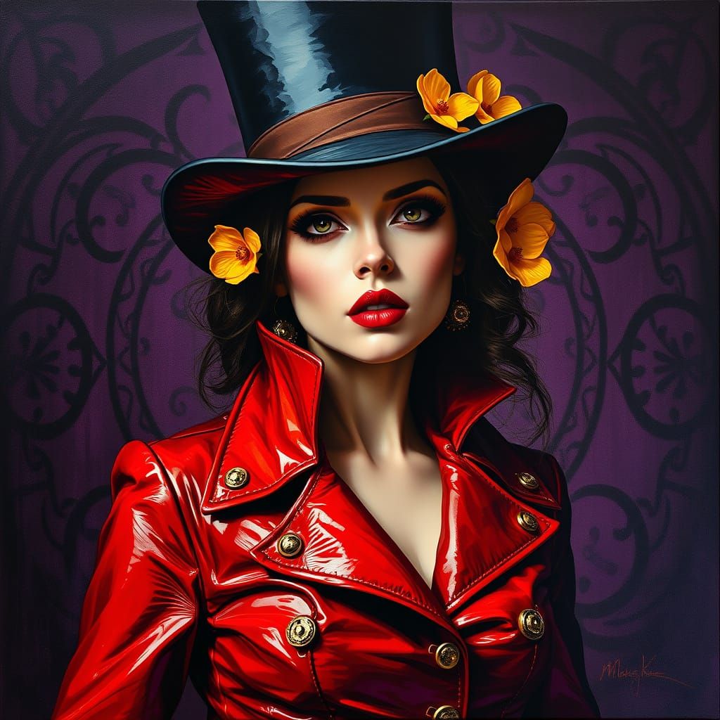 Post-impressionist acrylic painting, avant-garde fashion, dr...