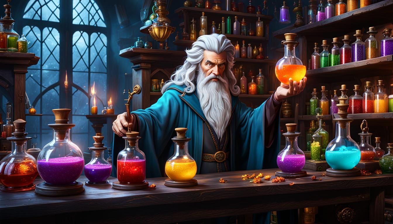 Mad Wizard's Alchemist Lab in Fantasy Style