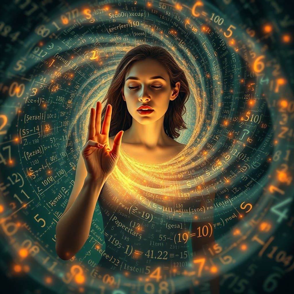 A Woman Amidst Mathematical Harmony