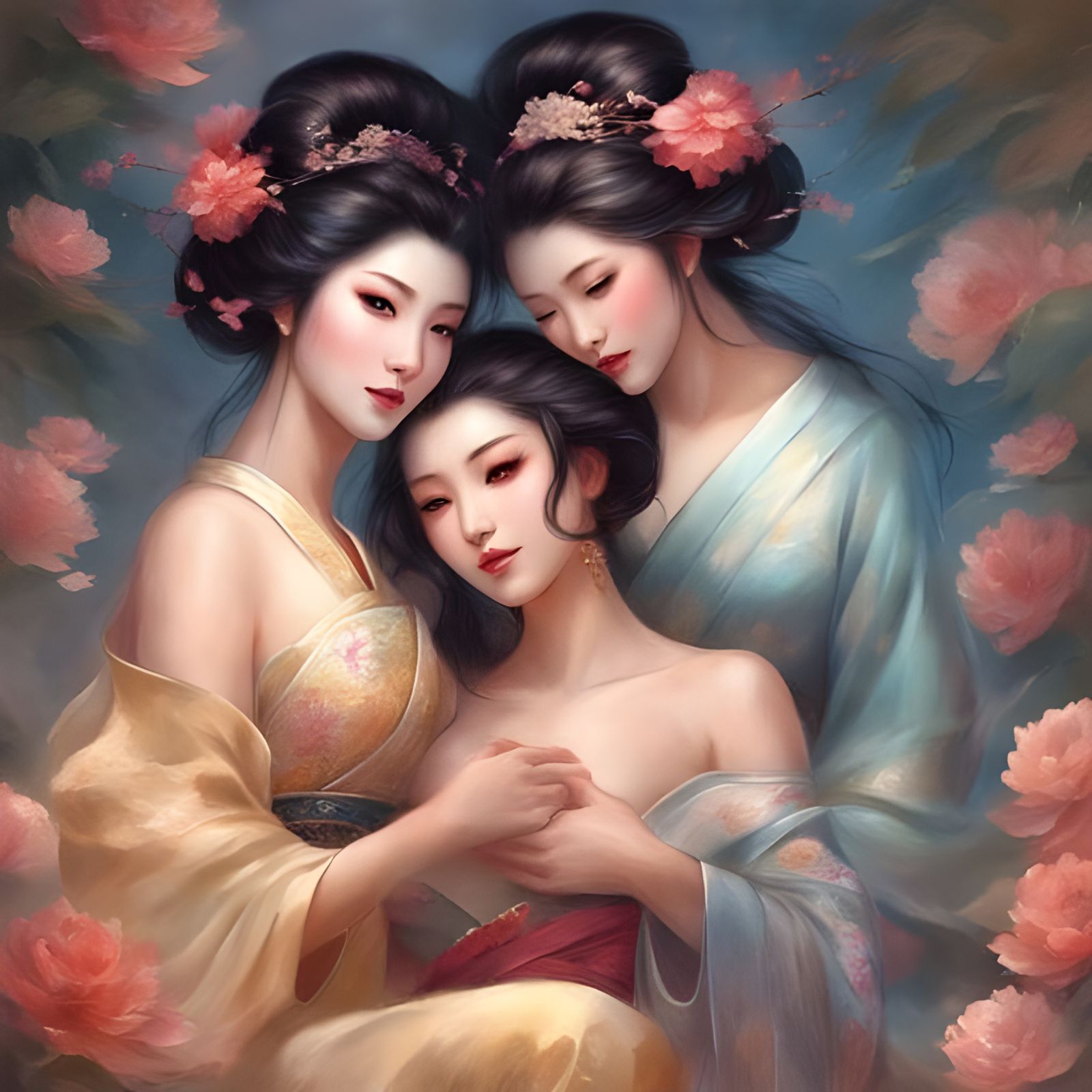 Beautiful Geisha in Dark Lingerie: Royo Style