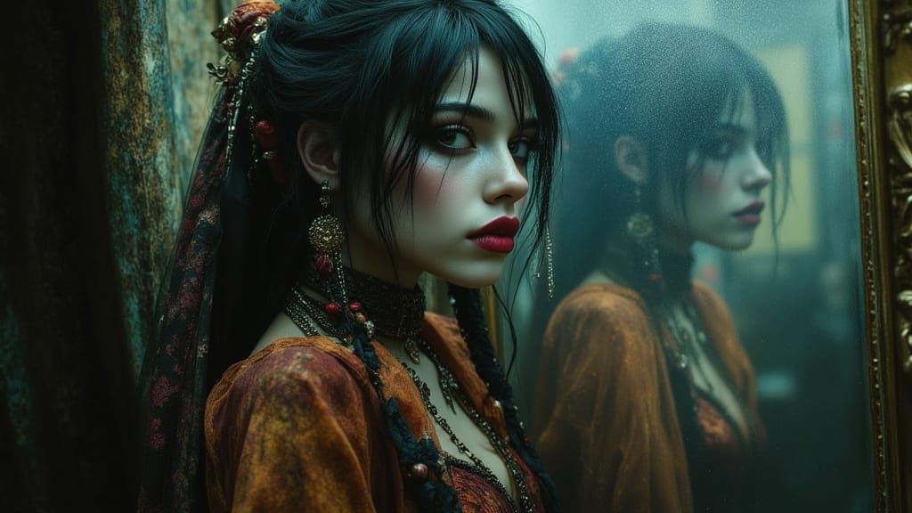 Horror Mirror Cabinet Portrait in Dynamic Lighting