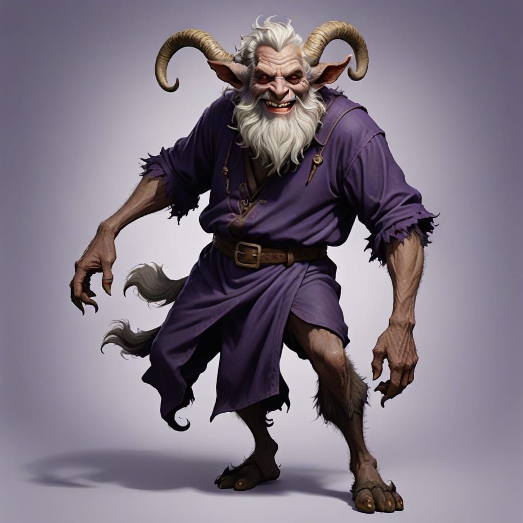 Surreal Satyr Figure in Dark Fantasy Setting