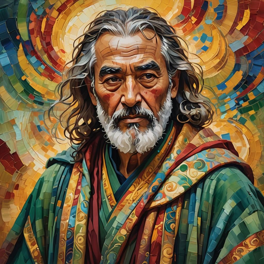 Expressionist Portrait of a Wise Man with Flowing Robe
