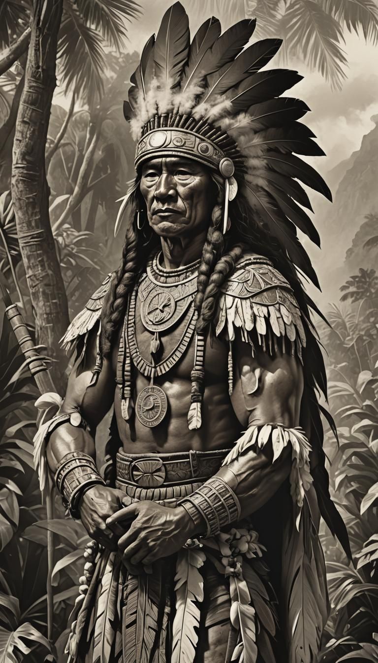 Majestic Hawaiian Warrior Chief Portrait