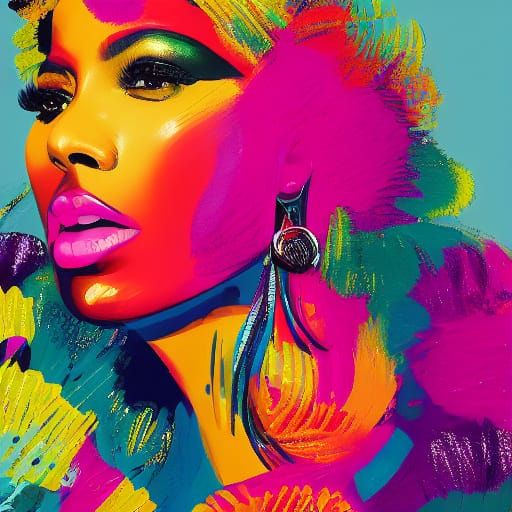 Glamorous Woman in Pop Art Fashion Illustration