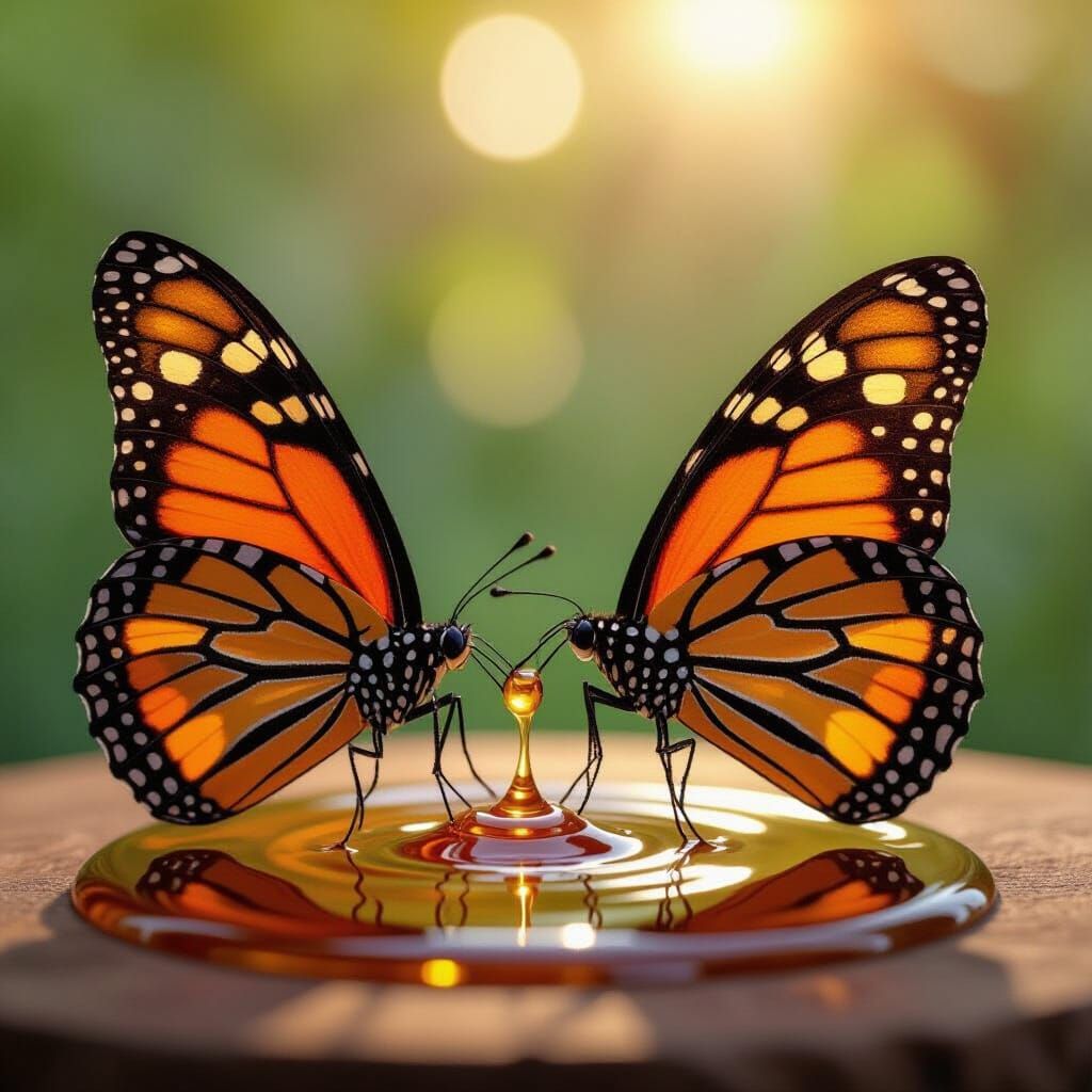 Butterflies Reacting to Unpleasant Syrup, Detailed Compositi...