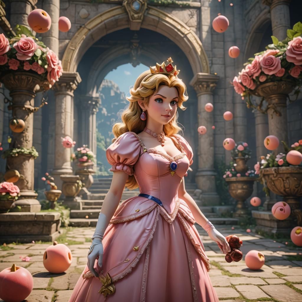 Princess Peach in 3D Game Cinematic Style