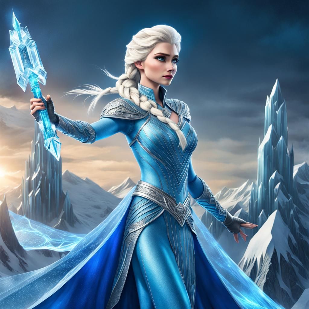 Elsa as Ice Warrior Queen in Digital Art