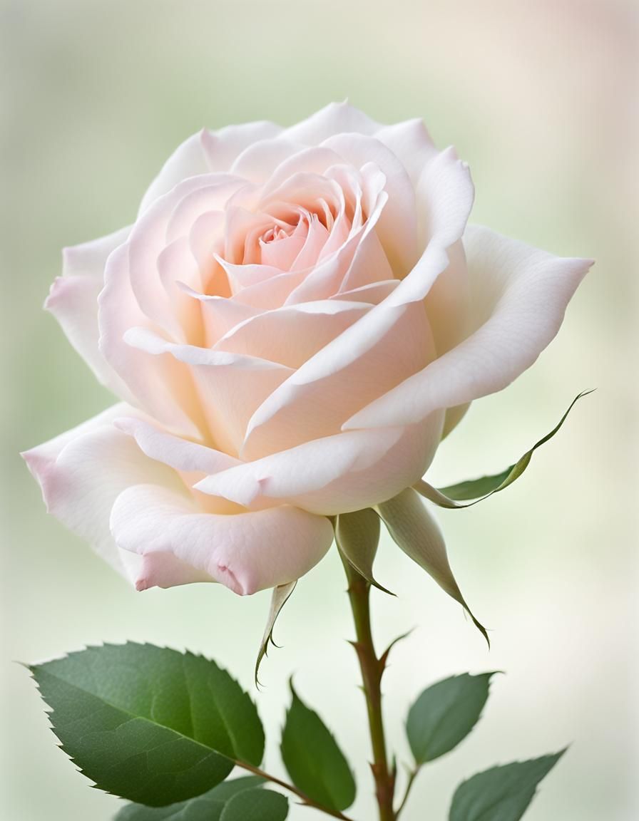 Exquisite Pale Pink Rose with Translucent Petals