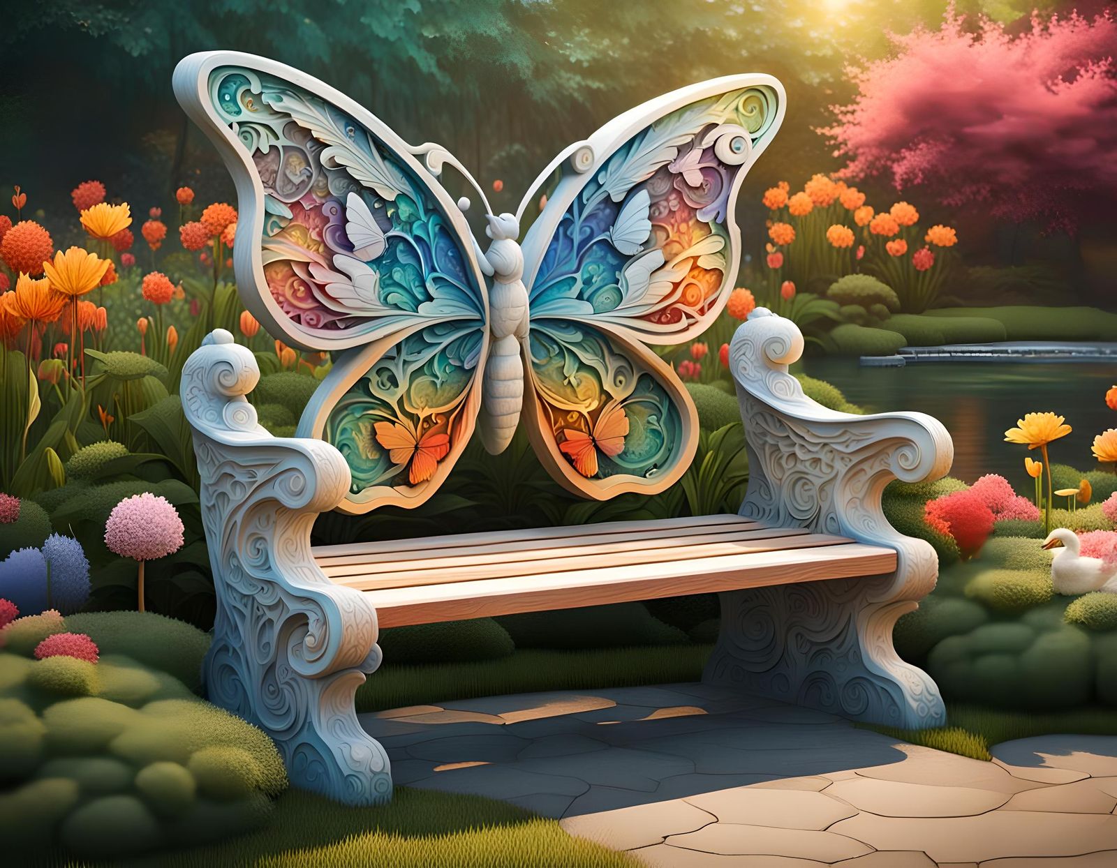 Butterfly Garden Bench