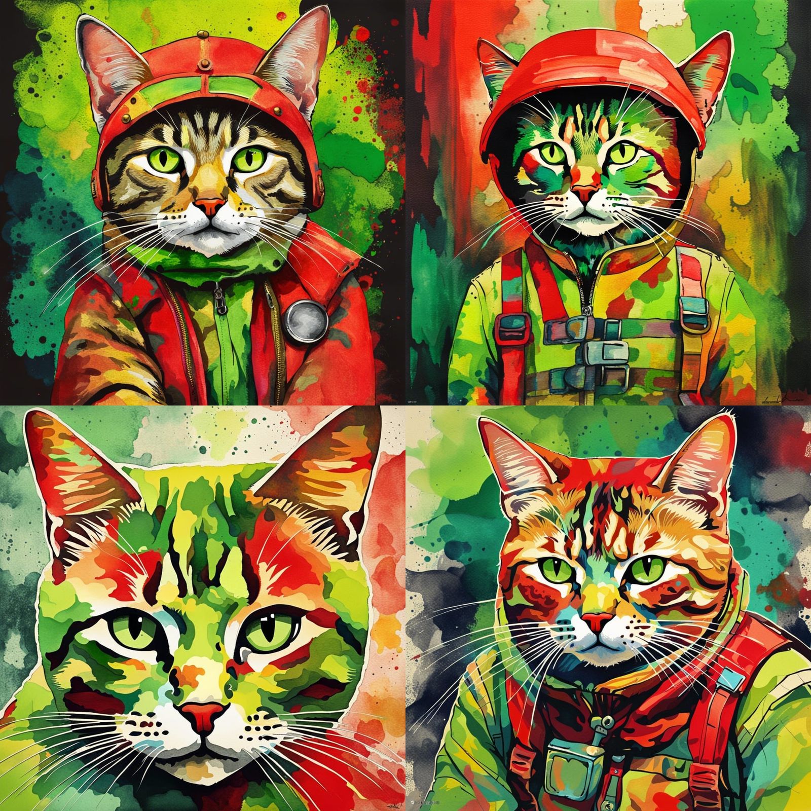 Outback Explorer Tabby Cat in Watercolor Style
