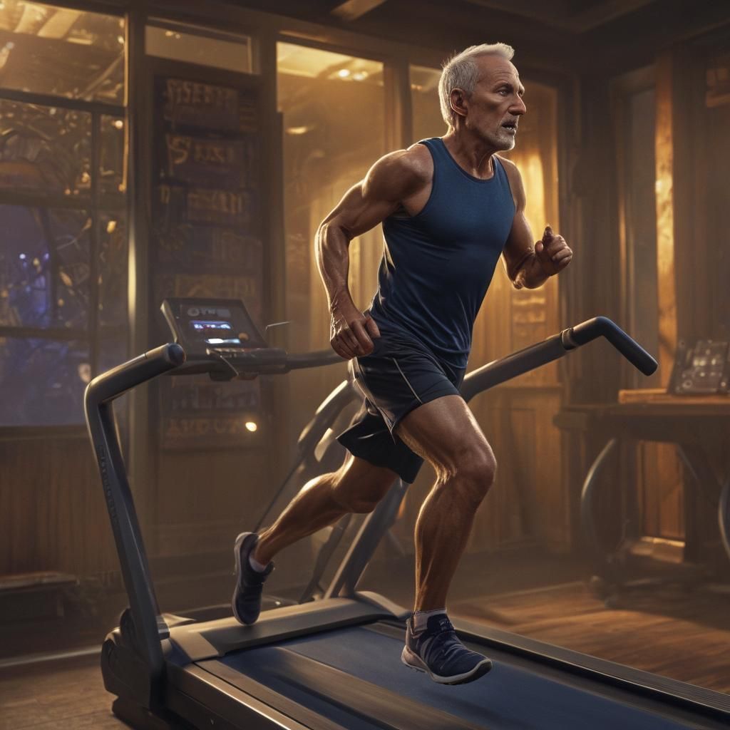 Man on Treadmill in Pain, Fantasy Concept Art
