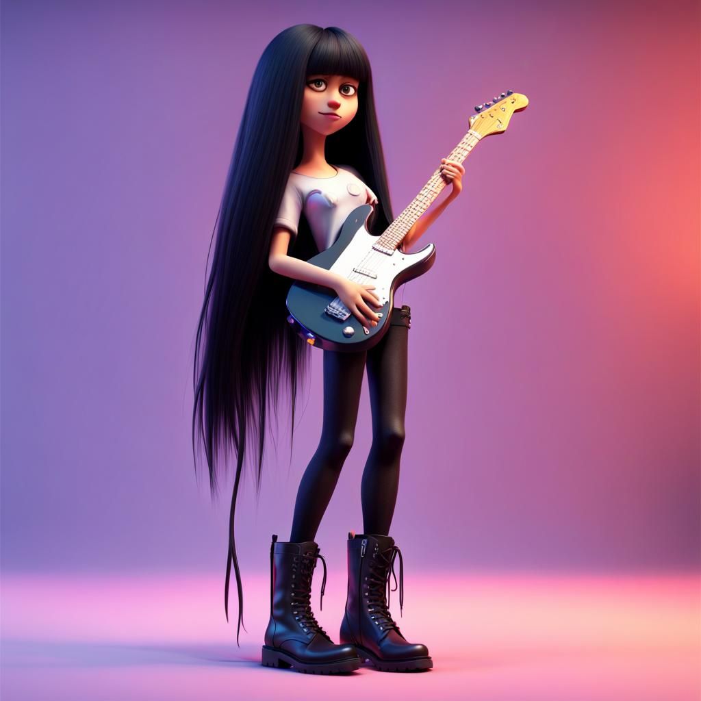 Girl with Black Boots: Pixar-Style 3D Digital Art