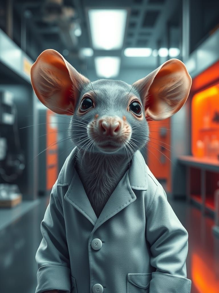 Humanoid Lab Rat in Modern Lab, Realistic Textures
