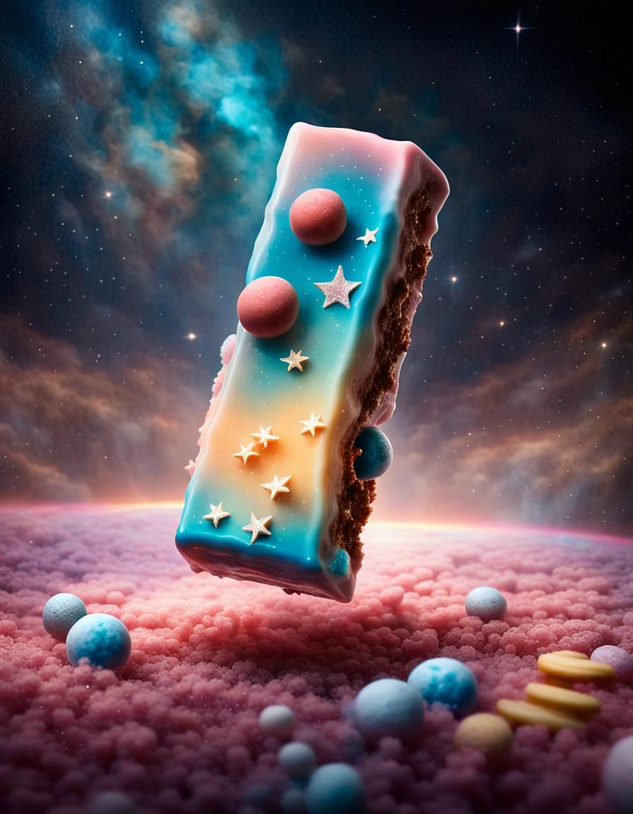 Candy Bar Floating in Sparkling Starry Space
