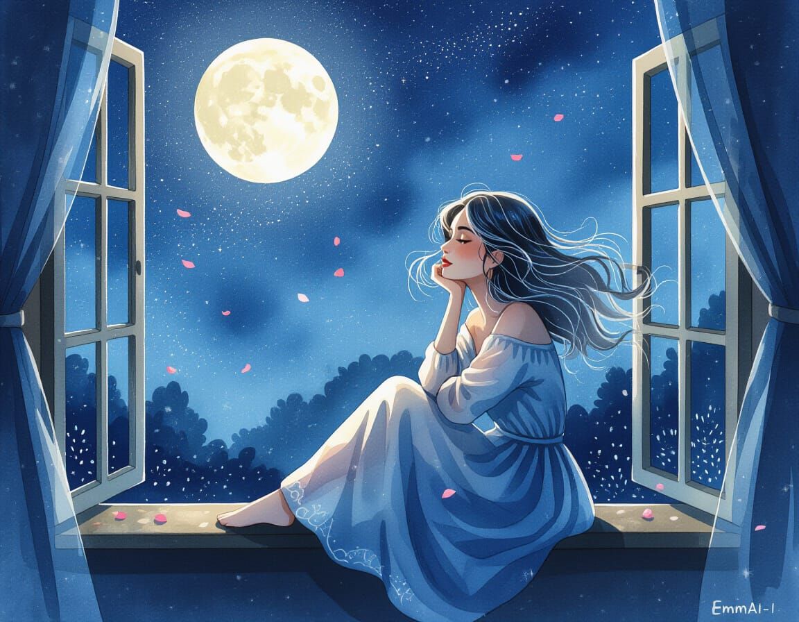 Dreamy Nocturnal Daydreamer in Watercolor Vision