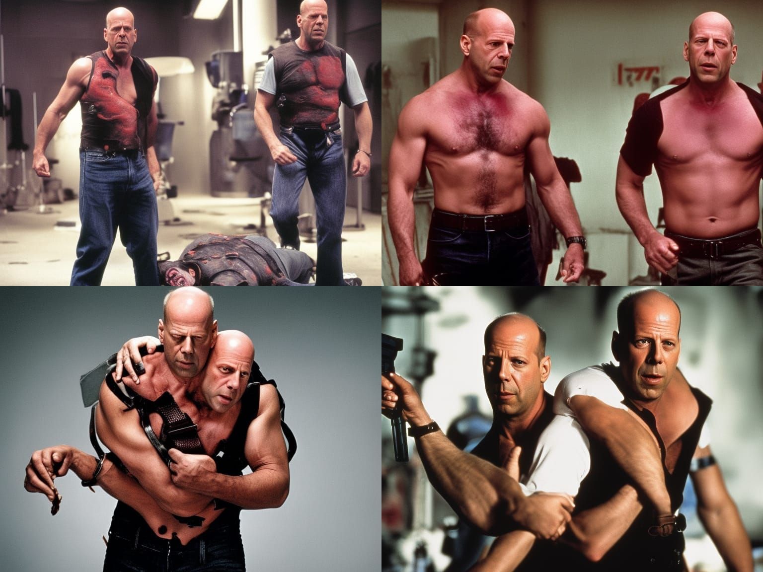 Bruce Willis Wrestling a Mutant Horror