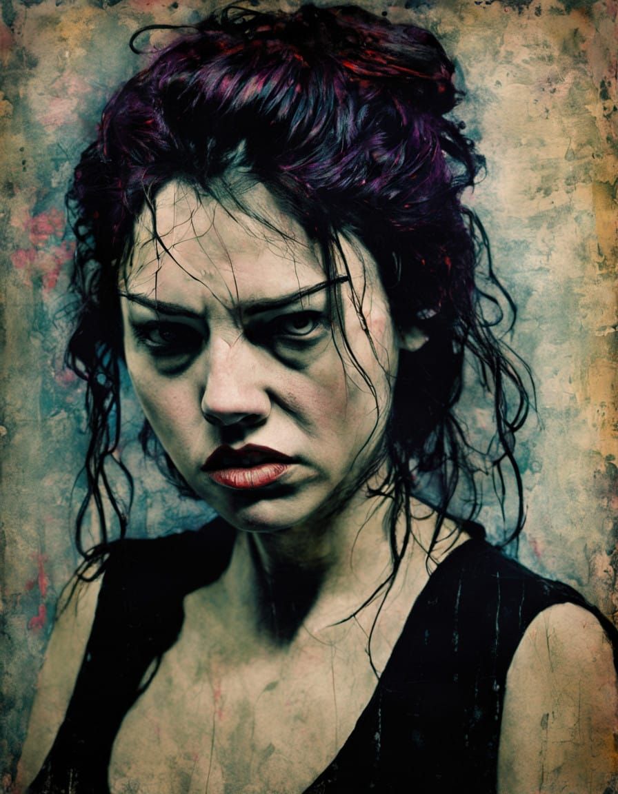 Surreal Portrait of a Woman in Exaggerated Disgust