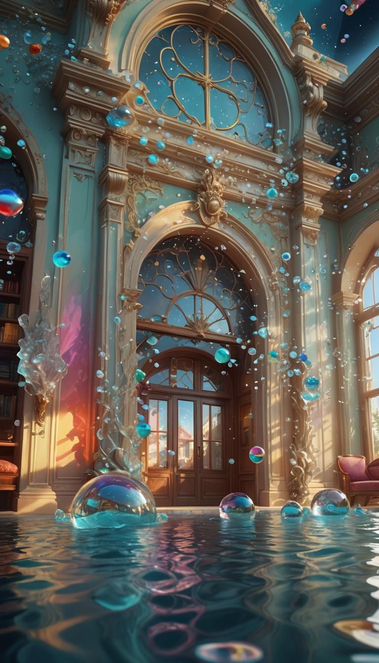 Serene House Filled with Crystal-Clear Water