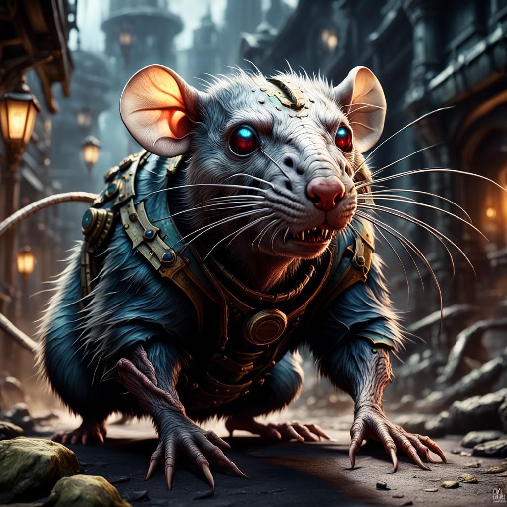 Giant Mutant Rat in Detailed Matte Painting