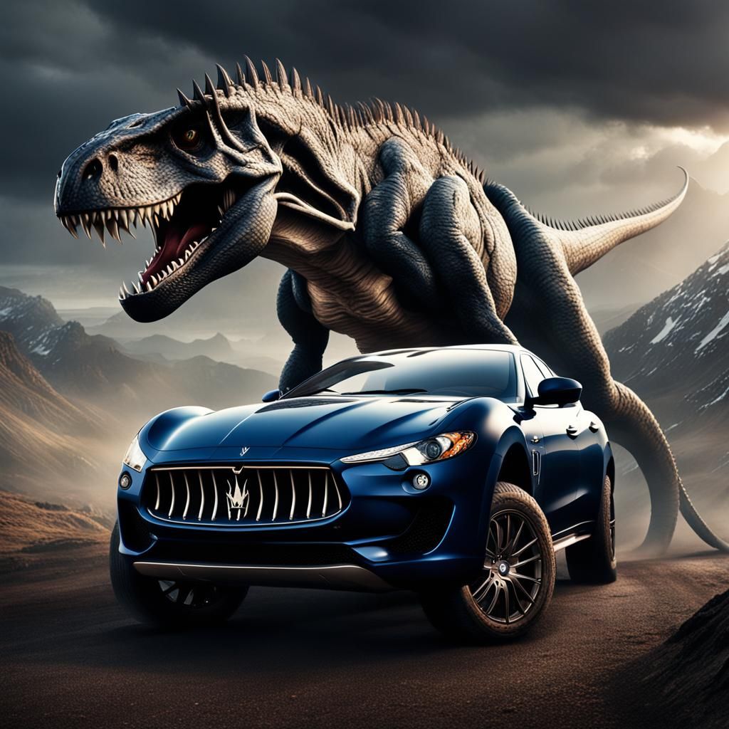 Maserati T-Rex Car: Epic Digital Matte Painting