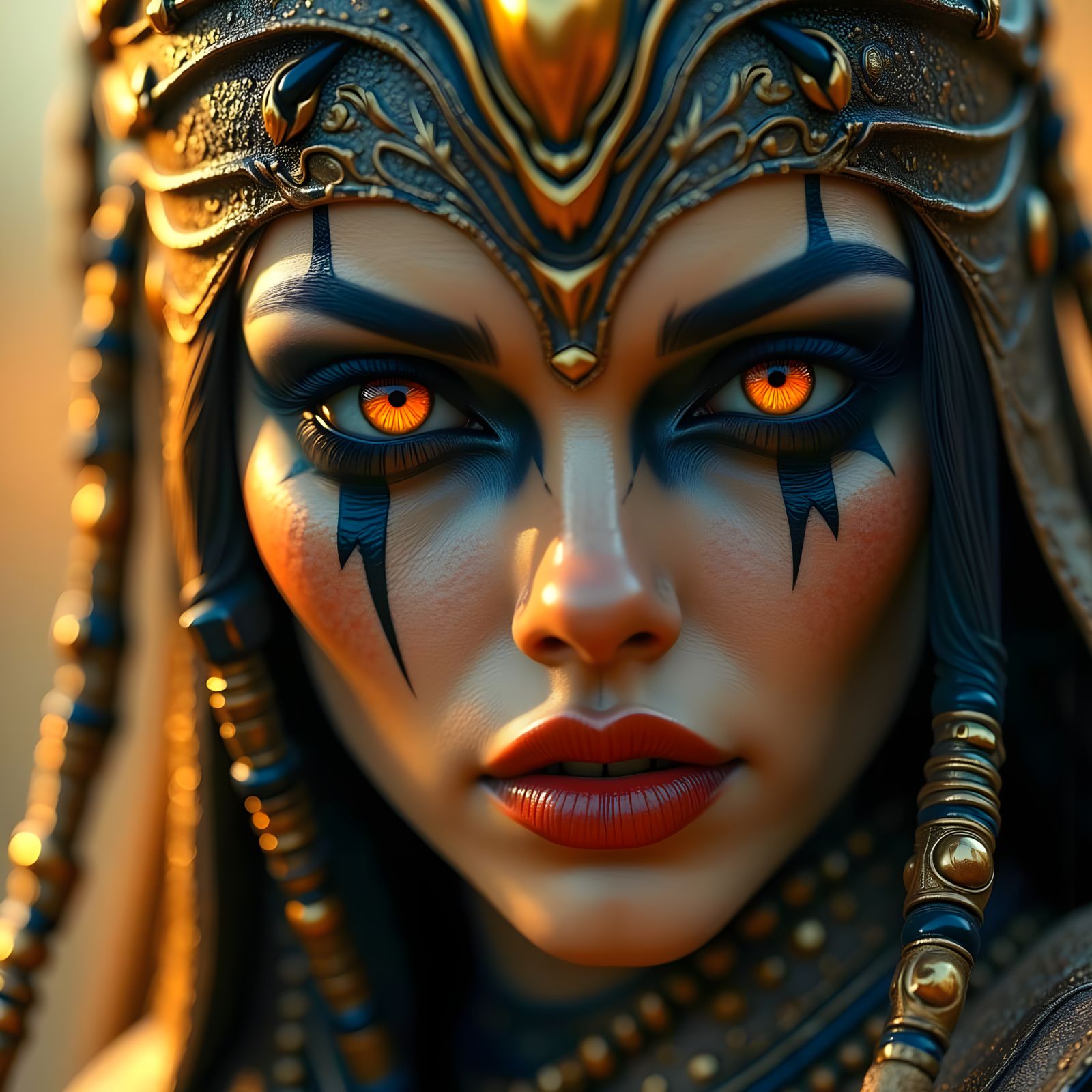 Battle-Scarred Warrior in Earth Tones, CGI Pixar Style