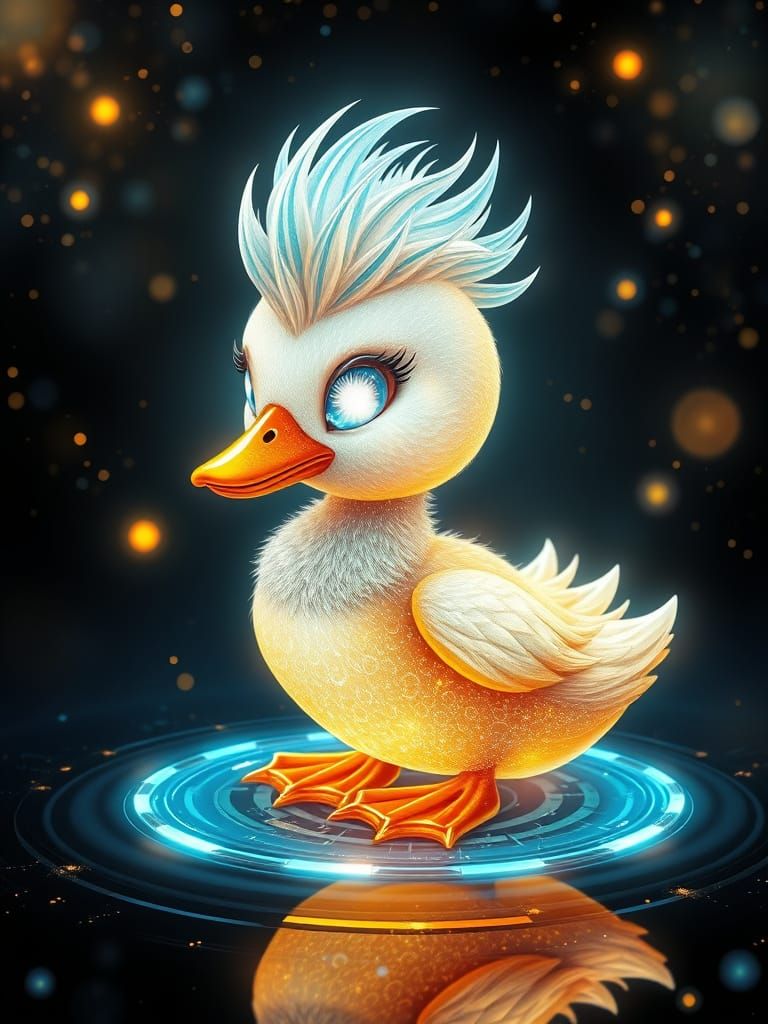 Bioluminescent Chibi Duckling with Gilded Flow
