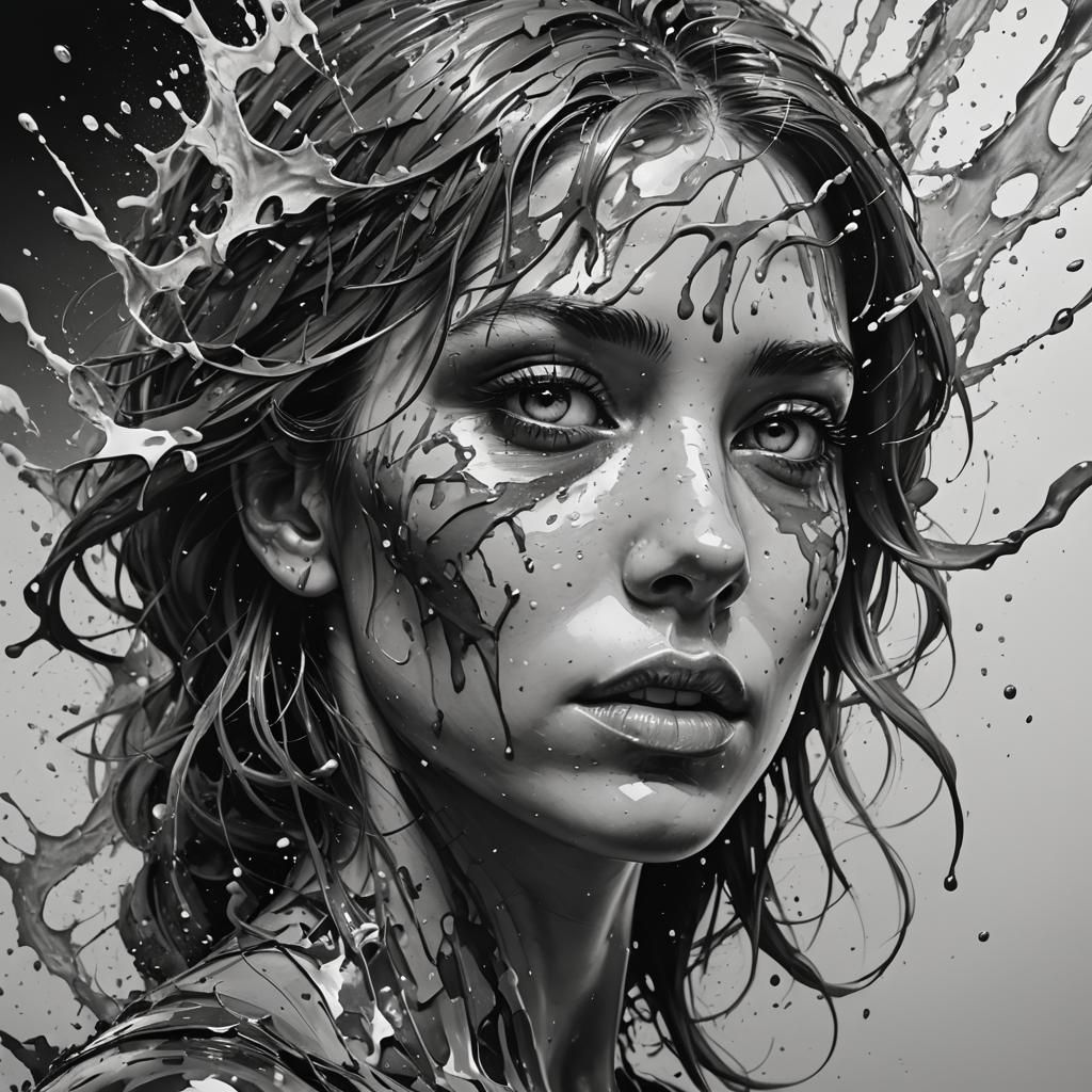 Dramatic Monochromatic Portrait with Colorful Accents