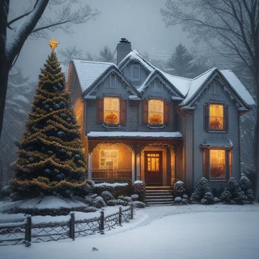 Friends Gather Around Christmas Tree: Hyper-Realistic Digita...