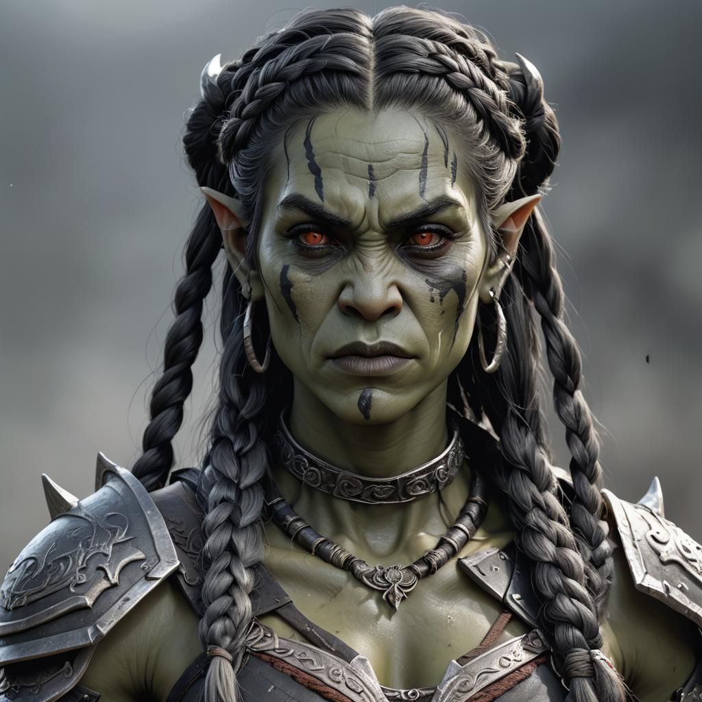 Fierce Orc Warrior in Anime Style 3D Art