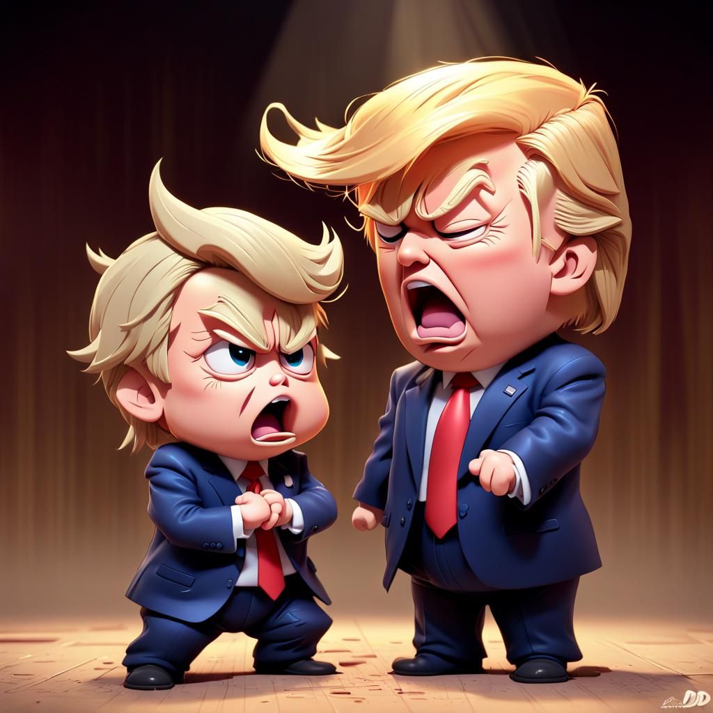 Chibi Donald Trump Temper Tantrum: Anime 3D Art