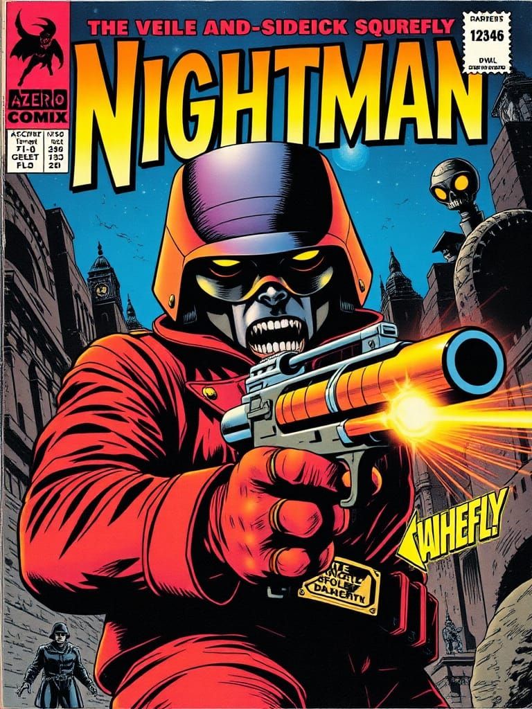 Nightman and Squirefly: Dynamic Comic Book Cover Art