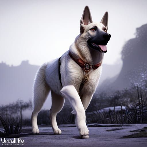 White German Shepherd in Bulgaria: Detailed Matte Painting