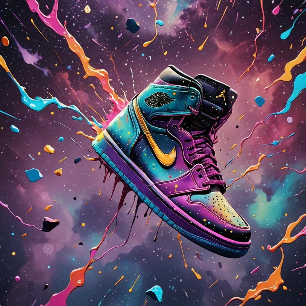 Nike Air Jordan in Space with Dripping Colors