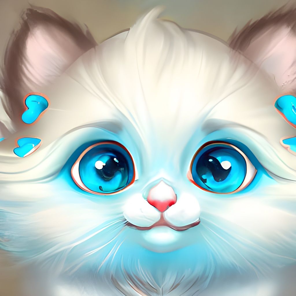 Chibi Ragdoll Kitten Digital Illustration