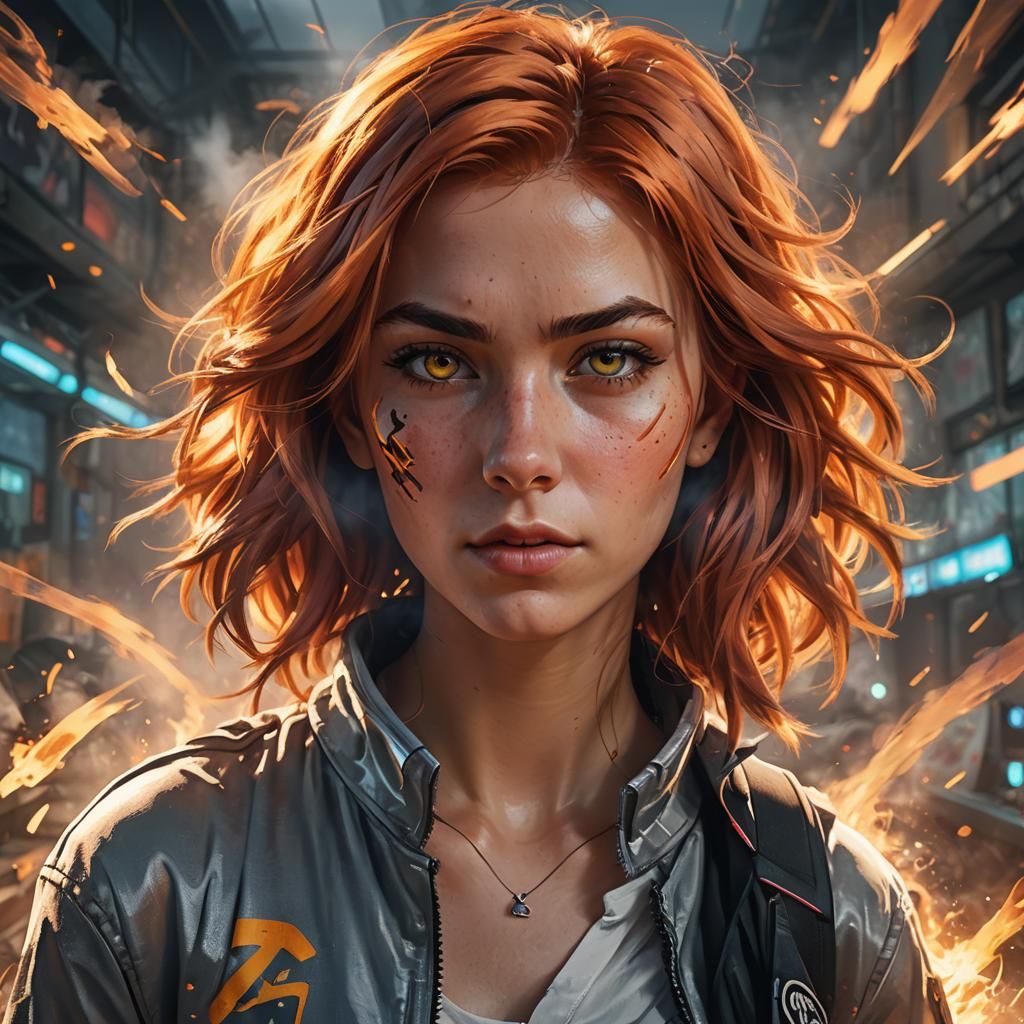 Gamer Girl Portrait in Art Nouveau Style