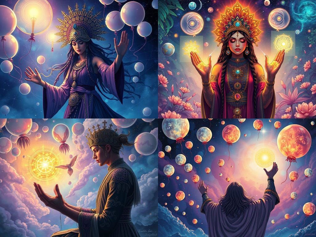 Ethereal Comic Book Art Featuring Balloons and Cosmic Imager...