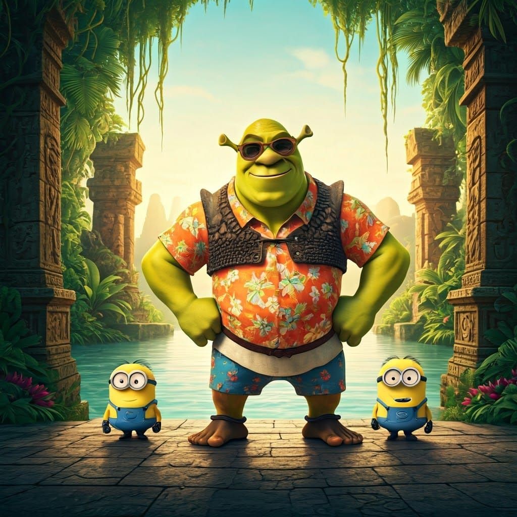 Ogre-Minion Hybrid in Tropical Jungle Art