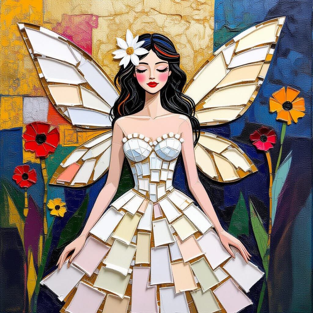 Elegant Clay Fairy in Expressionist Impasto Style