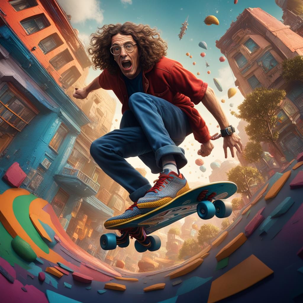 Weird Al Kickflip in Detailed Matte Painting