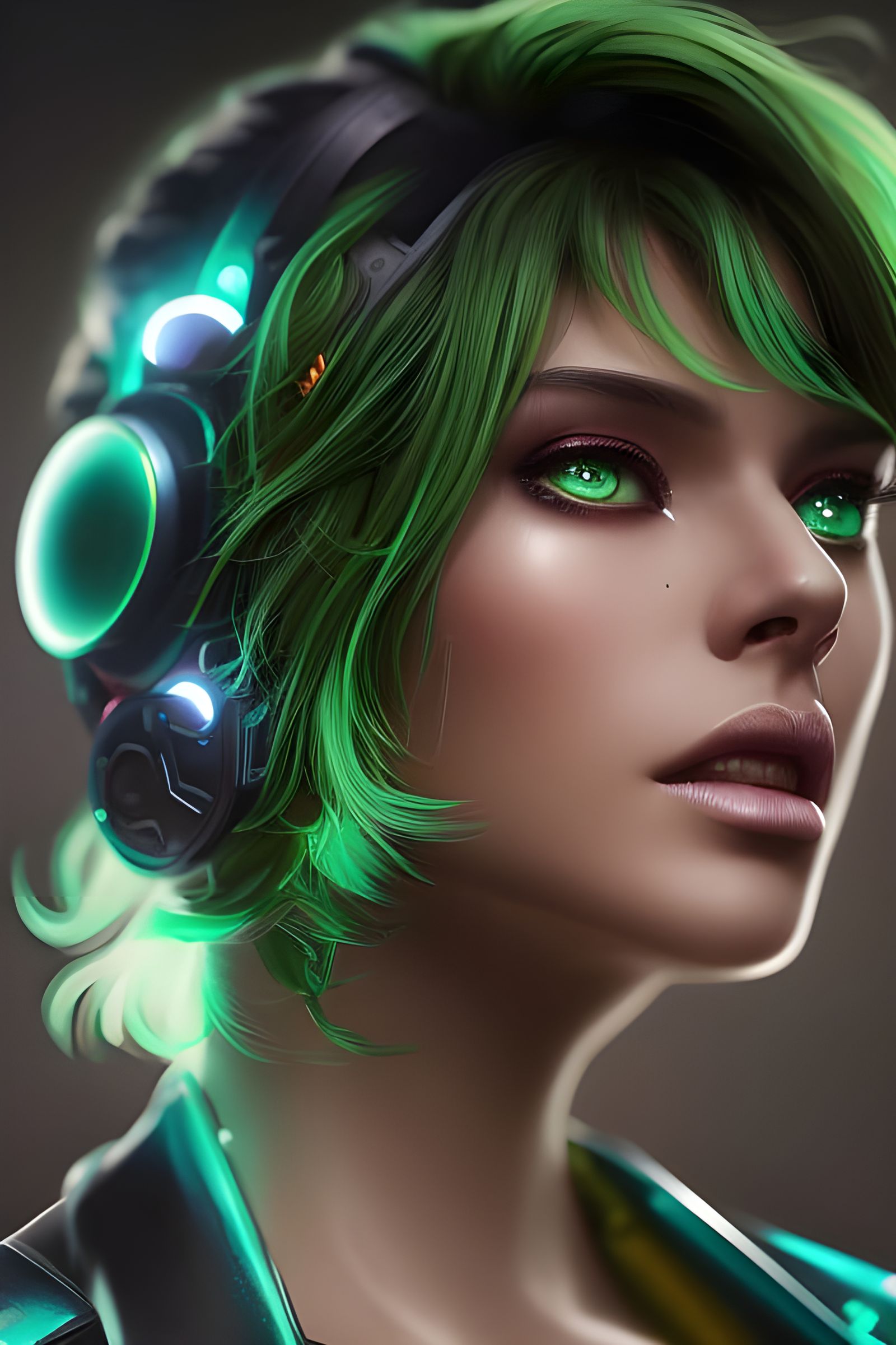 Girl with Neon Hair and Biohazard Mask