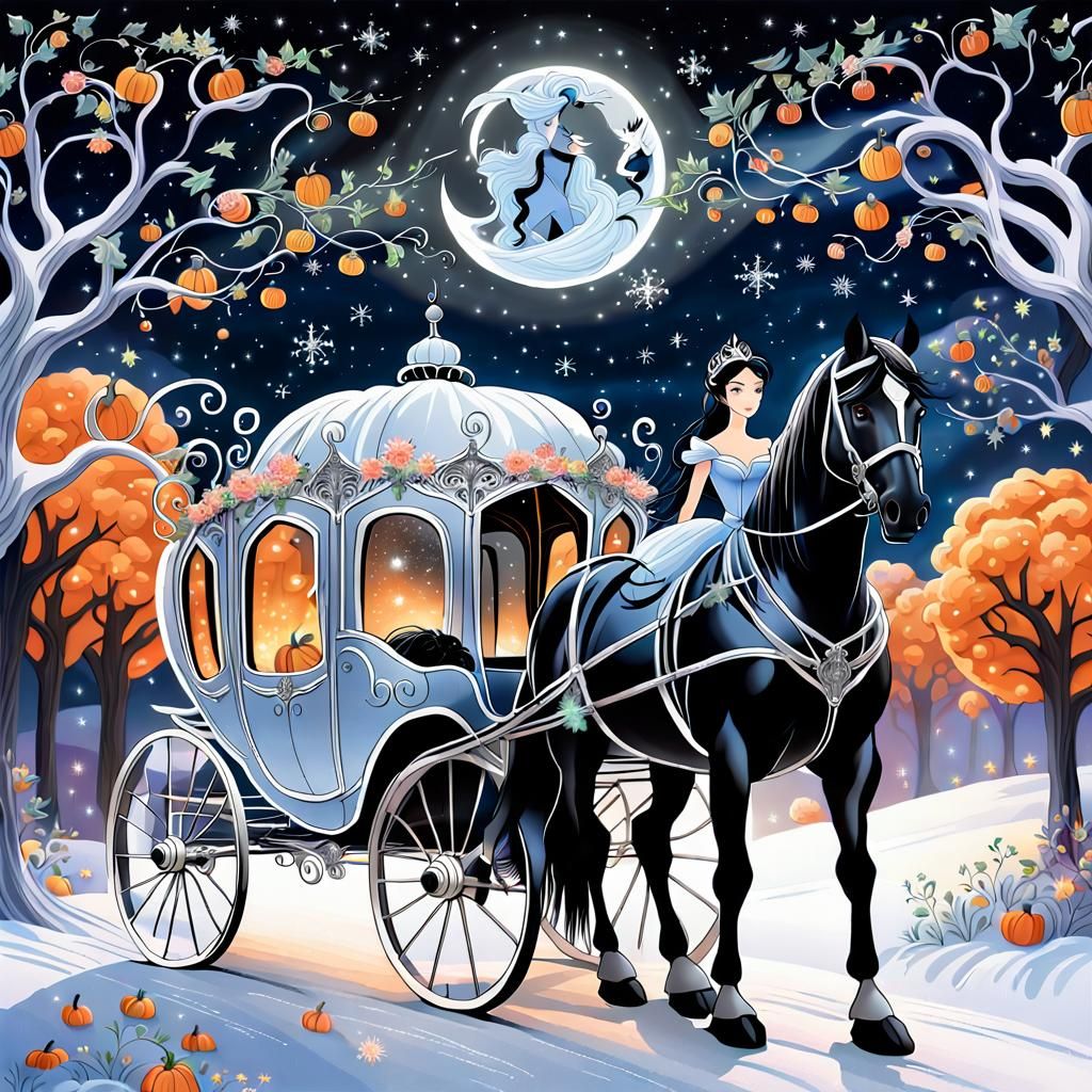 Cinderella's Magical Night: A Vibrant Fairytale Illustration