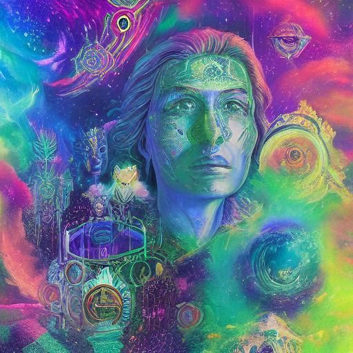 Holographic Astral Realm Illustration in Mixed Media